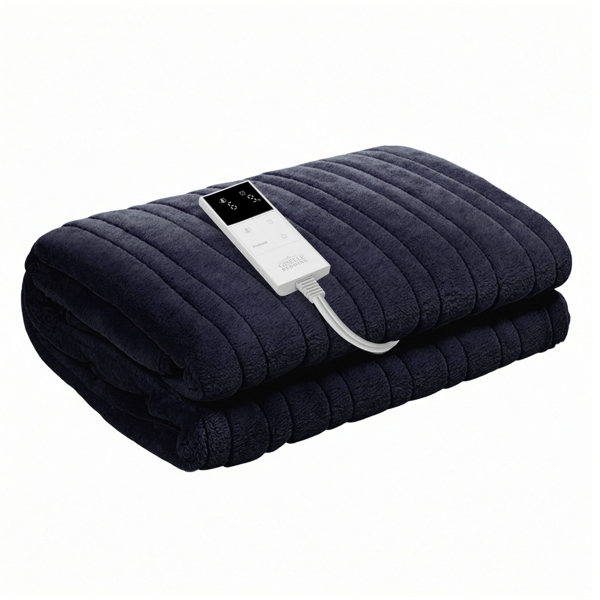 Giselle Electric Throw Rug Double Size 200x180cm Coral Fleece Heated Blanket Charcoal EB-C-THROW-RUG-200-CHR