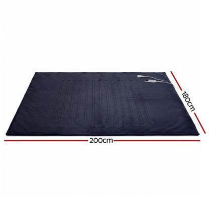 Giselle Electric Throw Rug Double Size 200x180cm Coral Fleece Heated Blanket Charcoal EB-C-THROW-RUG-200-CHR