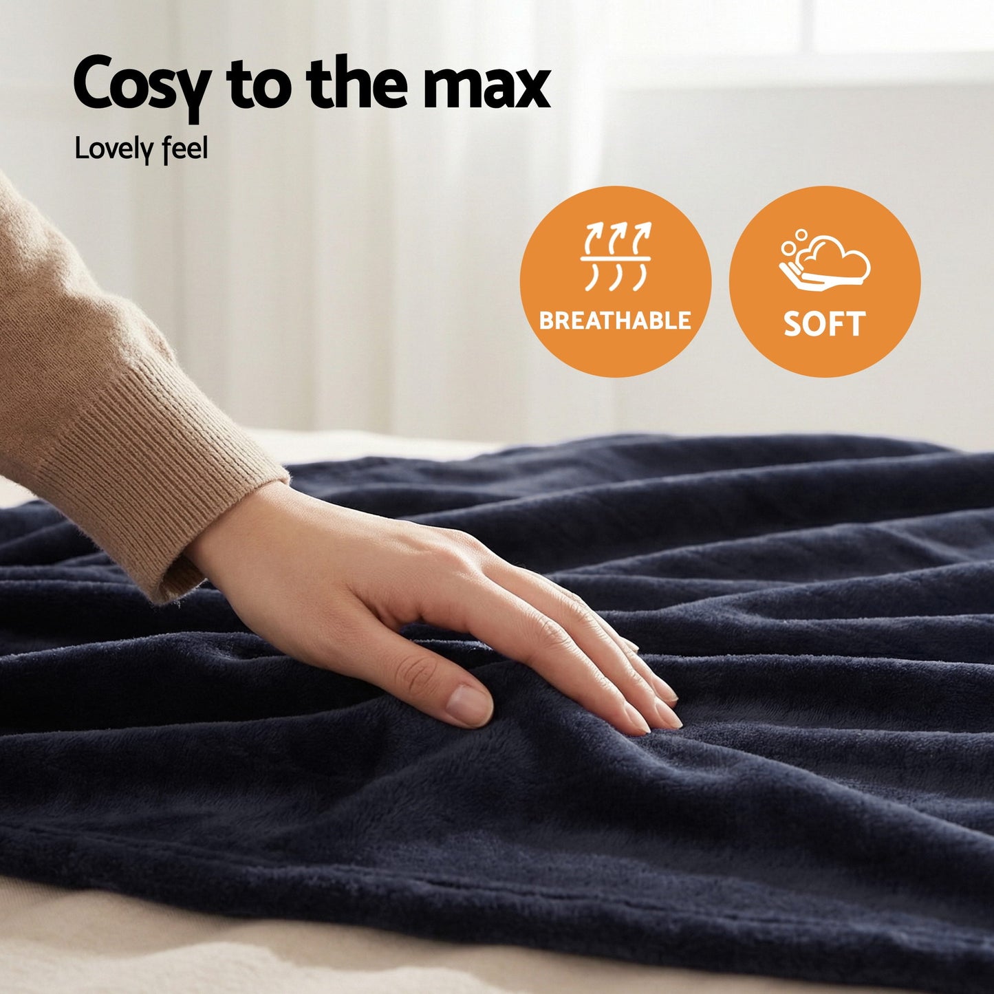 Giselle Electric Throw Rug Double Size 200x180cm Coral Fleece Heated Blanket Charcoal EB-C-THROW-RUG-200-CHR