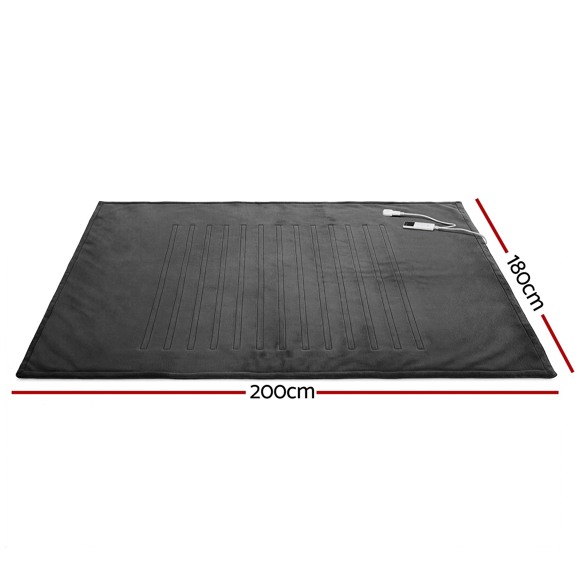 Giselle Electric Throw Rug Double Size 200x180cm Coral Fleece Heated Blanket Grey EB-C-THROW-RUG-200-GY