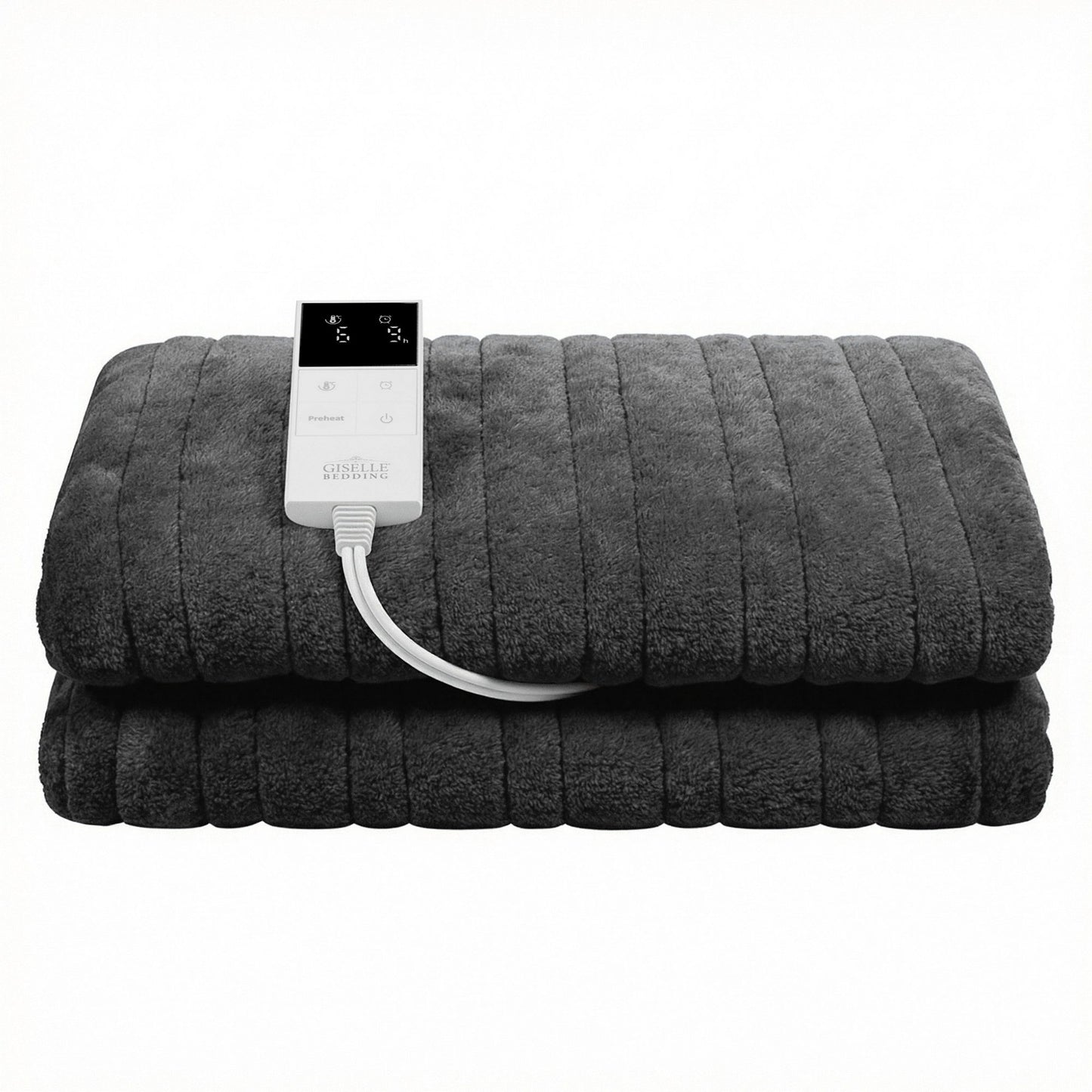 Giselle Electric Throw Rug Double Size 200x180cm Coral Fleece Heated Blanket Grey EB-C-THROW-RUG-200-GY