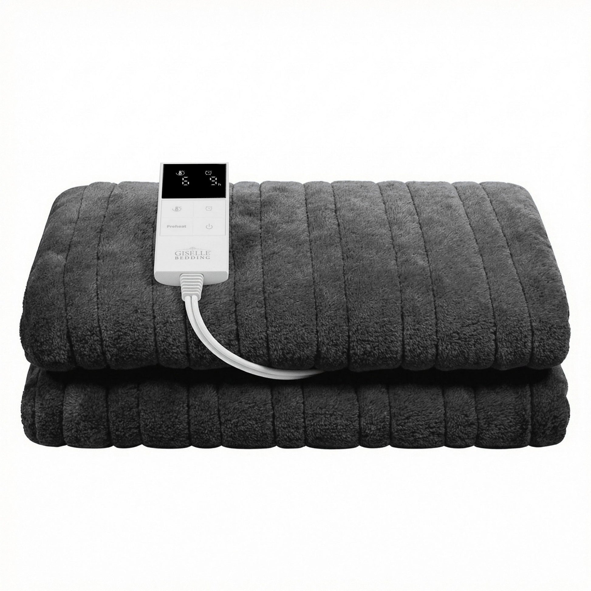 Giselle Electric Throw Rug Double Size 200x180cm Coral Fleece Heated Blanket Grey EB-C-THROW-RUG-200-GY