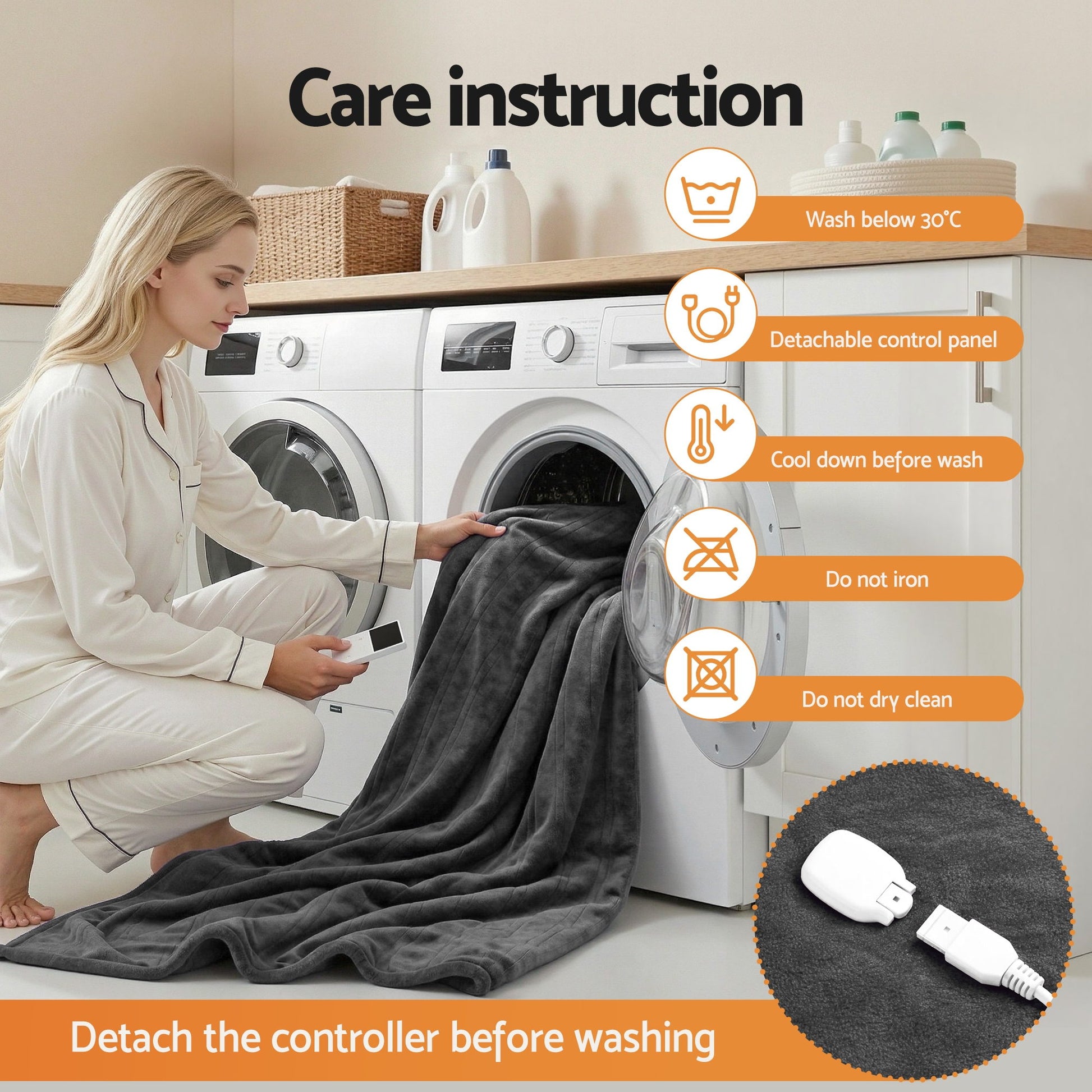 Giselle Electric Throw Rug Double Size 200x180cm Coral Fleece Heated Blanket Grey EB-C-THROW-RUG-200-GY