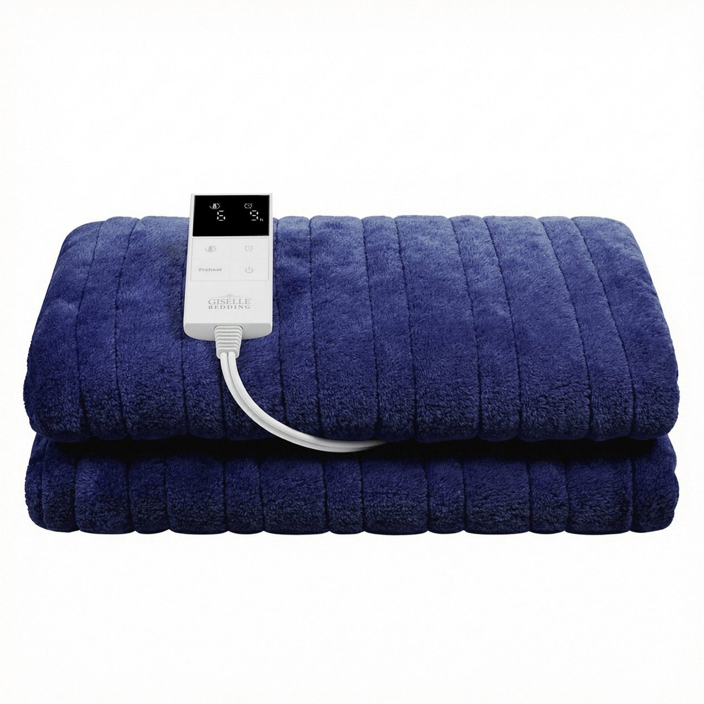 Giselle Electric Throw Rug Double Size 200x180cm Coral Fleece Heated Blanket Navy Blue EB-C-THROW-RUG-200-NVB