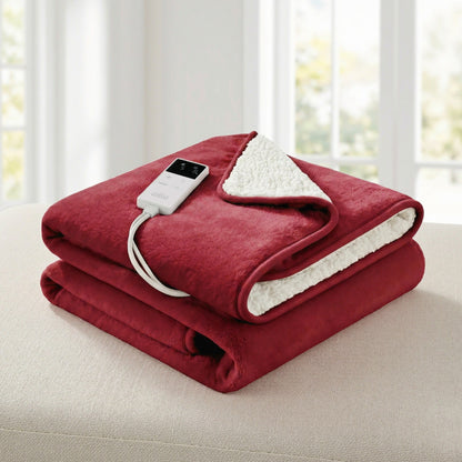 Giselle Electric Throw Rug Dual Side Fleece Flannel Heated Blanket Burgundy EB-C-THROW-RUG-DS-BGD