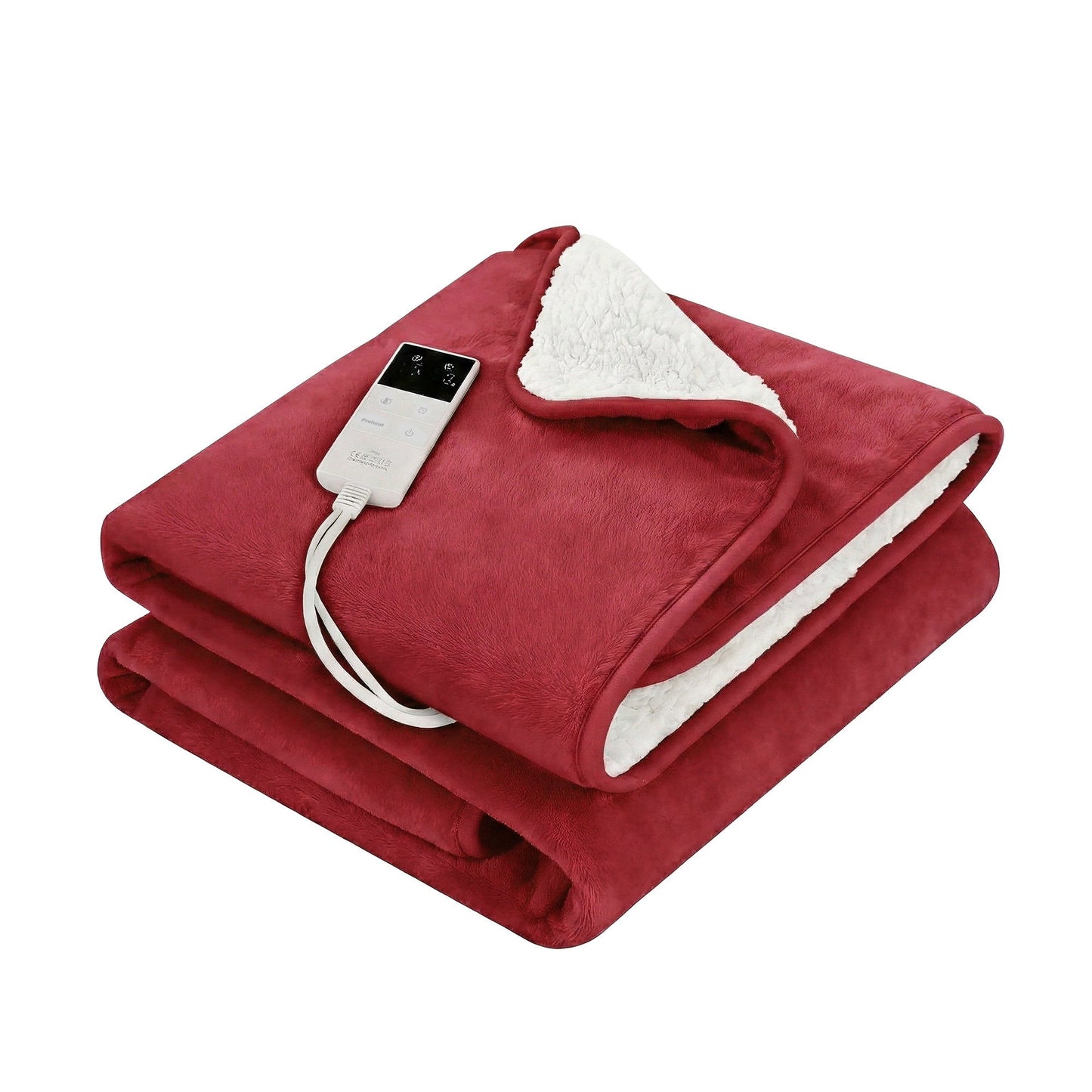 Giselle Electric Throw Rug Dual Side Fleece Flannel Heated Blanket Burgundy EB-C-THROW-RUG-DS-BGD