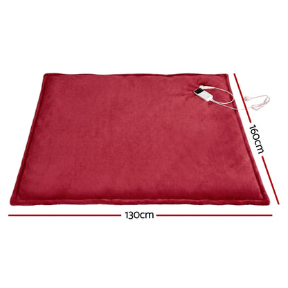 Giselle Electric Throw Rug Dual Side Fleece Flannel Heated Blanket Burgundy EB-C-THROW-RUG-DS-BGD
