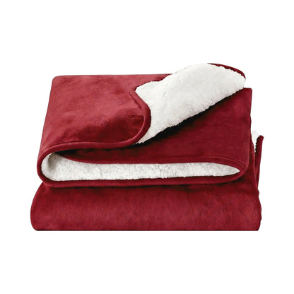 Giselle Electric Throw Rug Dual Side Fleece Flannel Heated Blanket Burgundy EB-C-THROW-RUG-DS-BGD