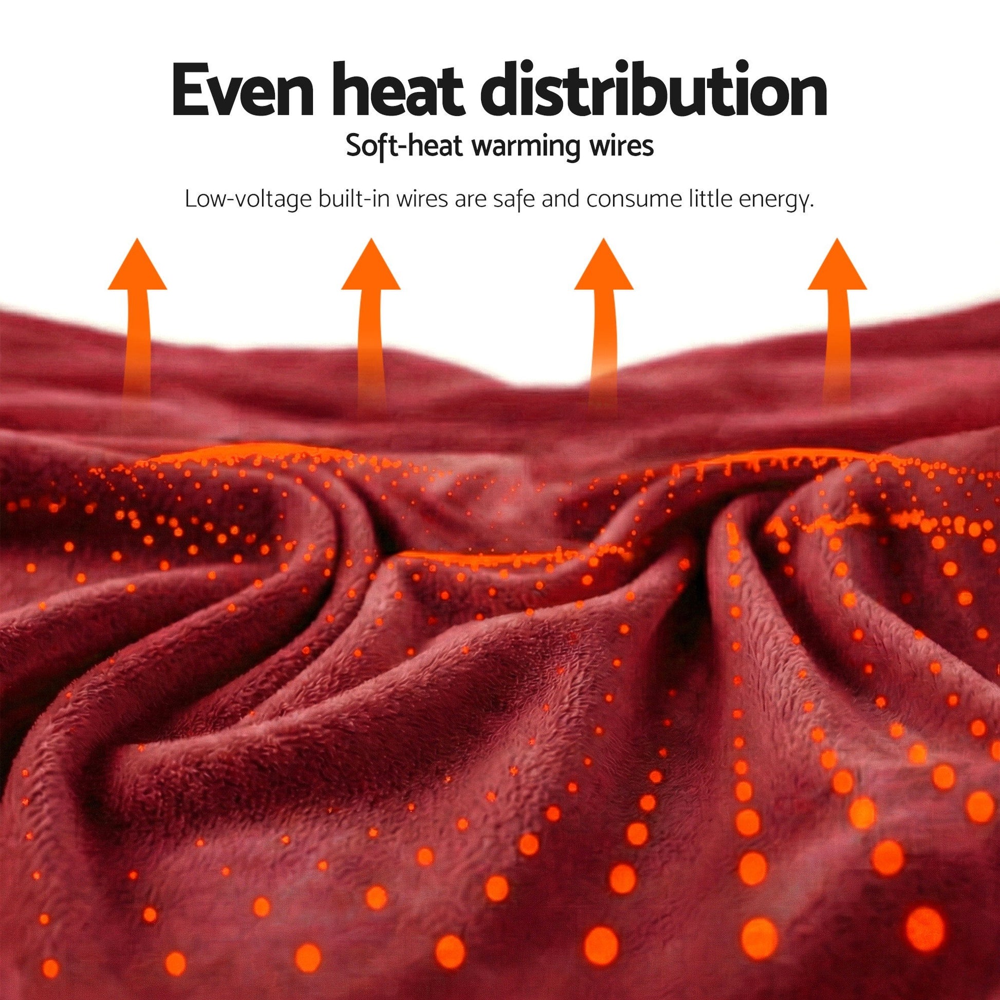 Giselle Electric Throw Rug Dual Side Fleece Flannel Heated Blanket Burgundy EB-C-THROW-RUG-DS-BGD