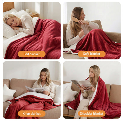Giselle Electric Throw Rug Dual Side Fleece Flannel Heated Blanket Burgundy EB-C-THROW-RUG-DS-BGD