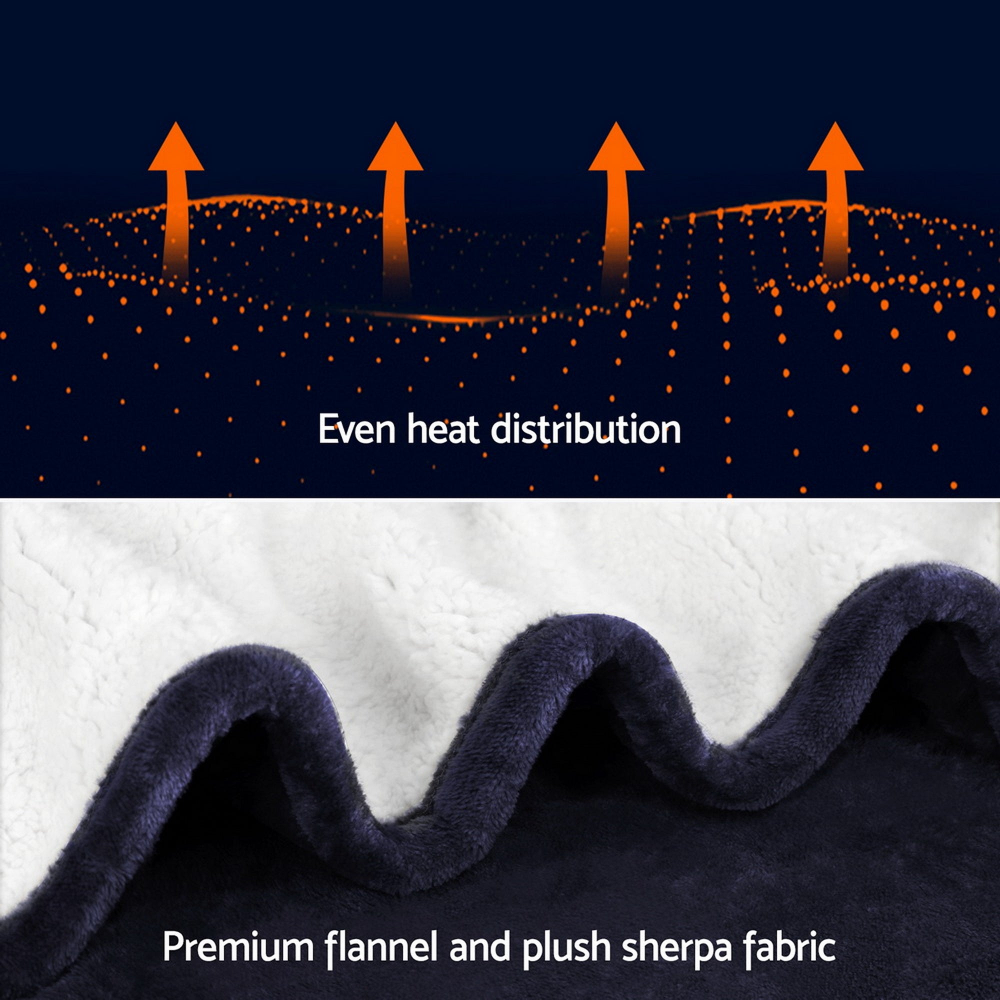 Giselle Electric Throw Rug Heated Blanket Fleece Charcoal EB-C-THROW-RUG-DS-CHR