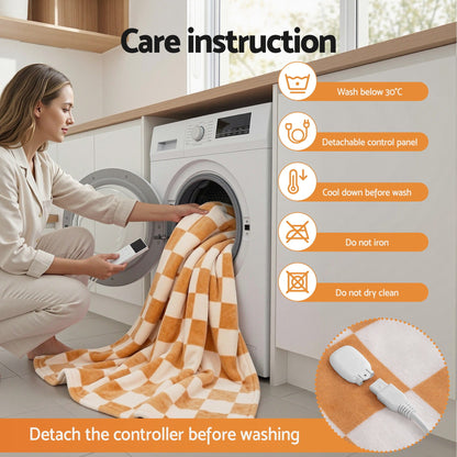 Giselle Electric Throw Rug Dual Side Fleece Flannel Heated Blanket Yellow EB-C-THROW-RUG-DS-CKYL