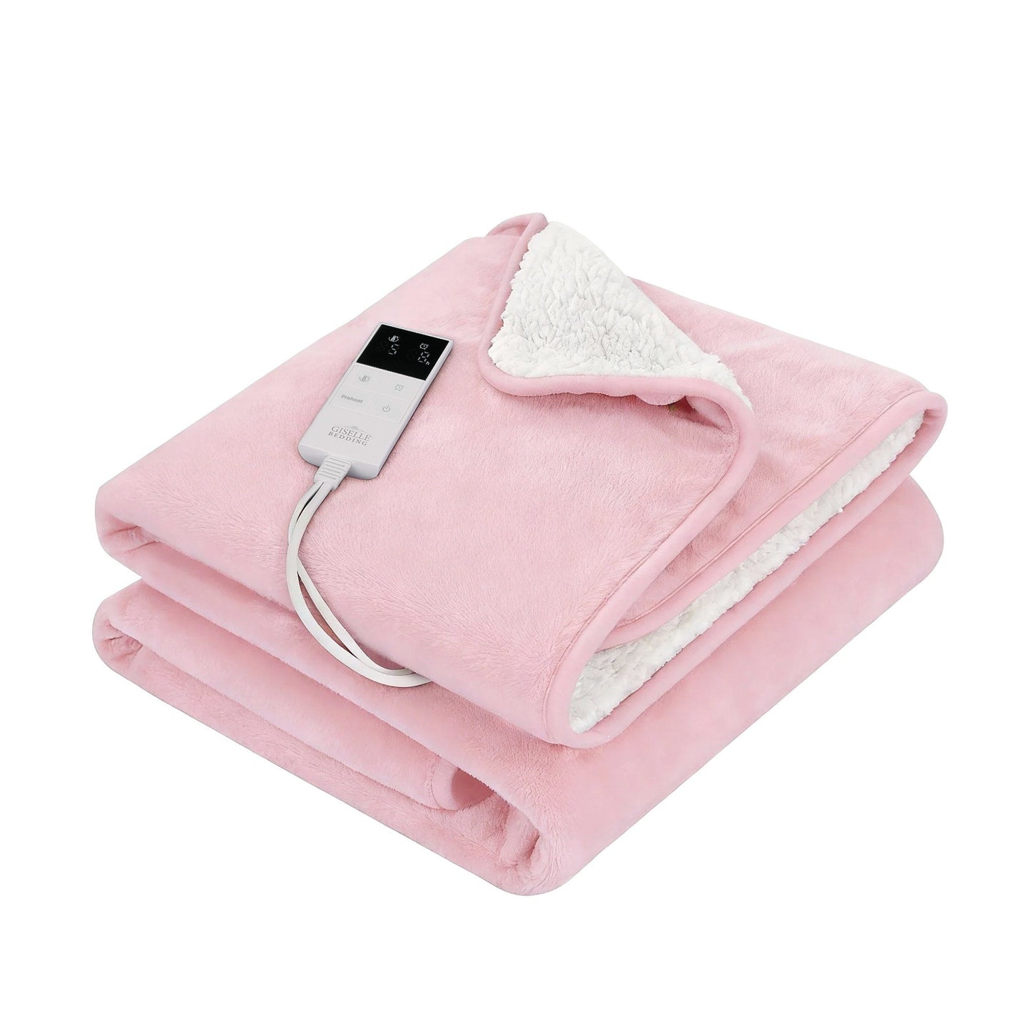 Giselle Electric Throw Rug Dual Side Fleece Flannel Heated Blanket Pink EB-C-THROW-RUG-DS-PK