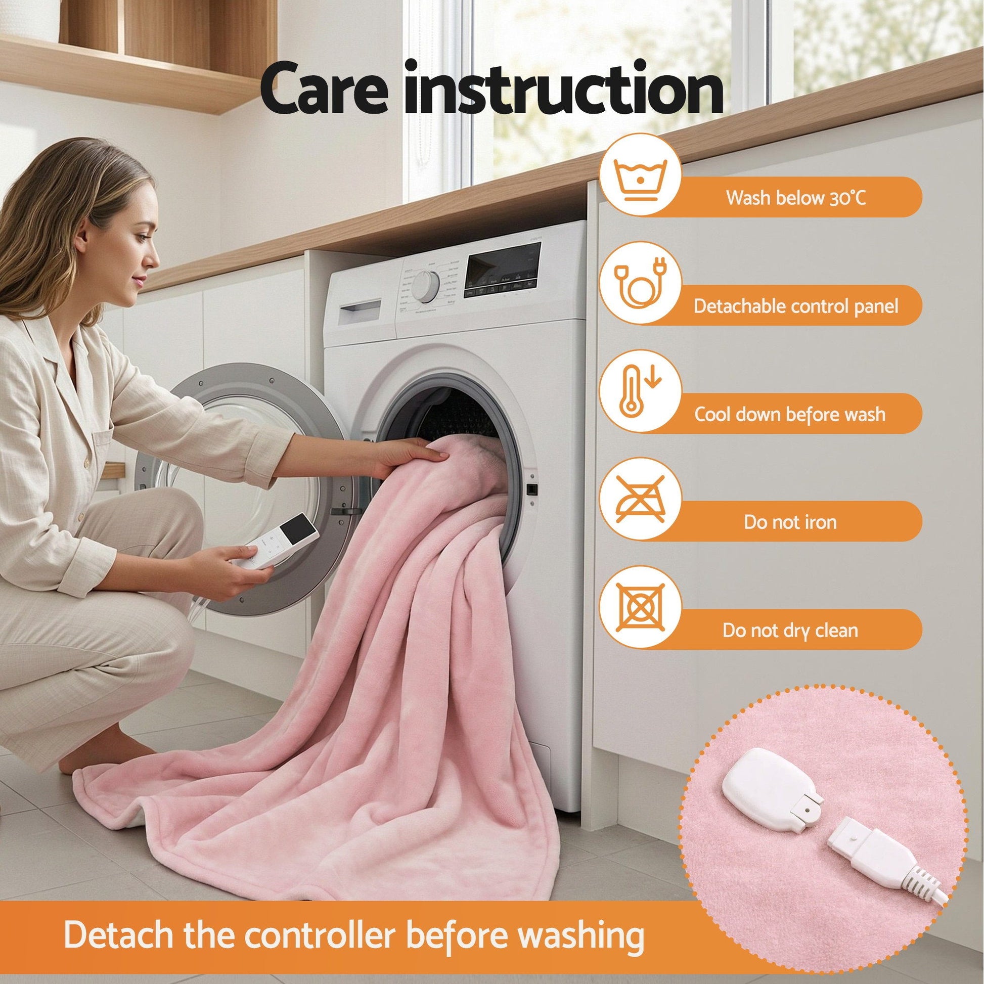Giselle Electric Throw Rug Dual Side Fleece Flannel Heated Blanket Pink EB-C-THROW-RUG-DS-PK