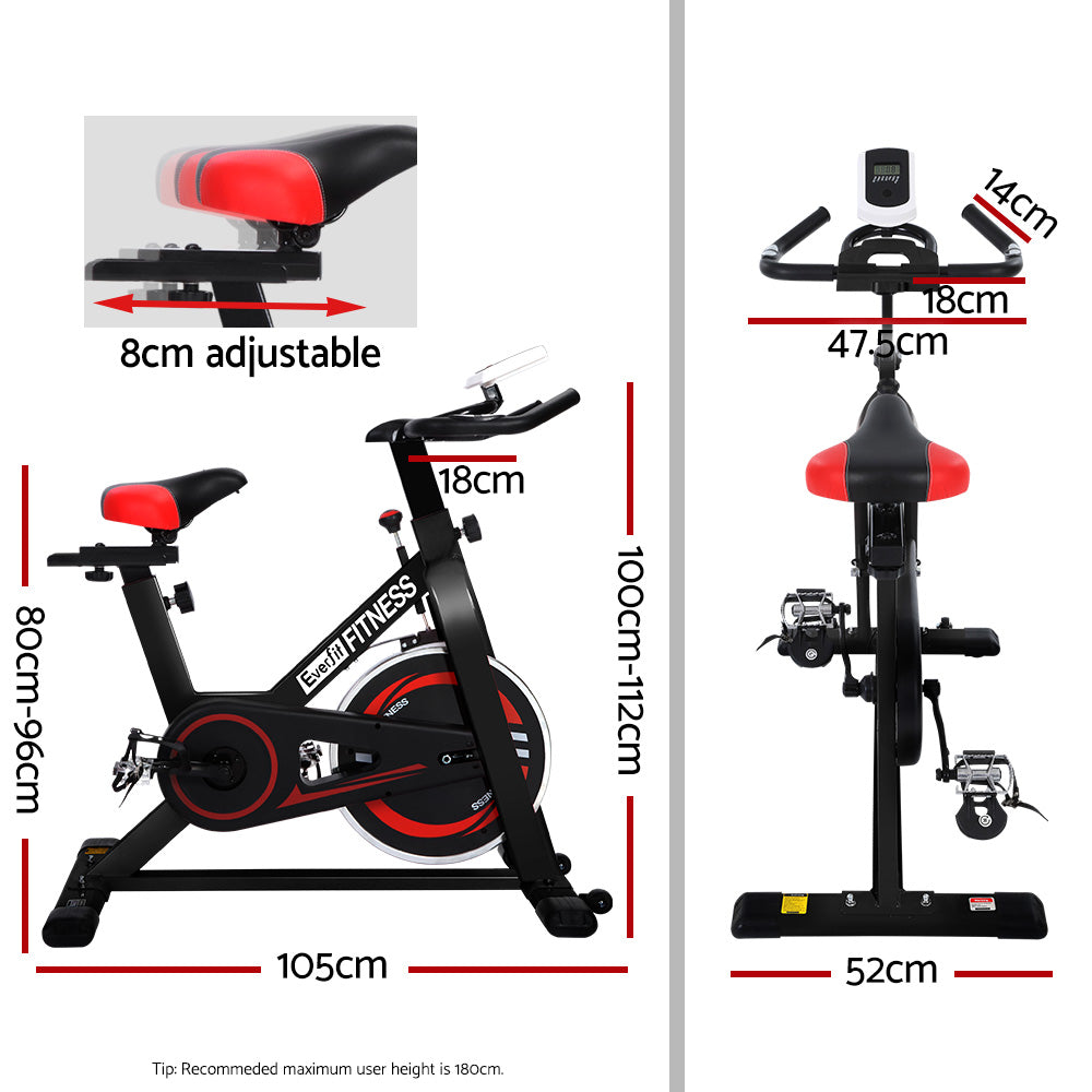 Everfit Spin Bike Exercise Bike Flywheel Cycling Home Gym Fitness Indoor Cardio EB-E-SPIN-01-BK