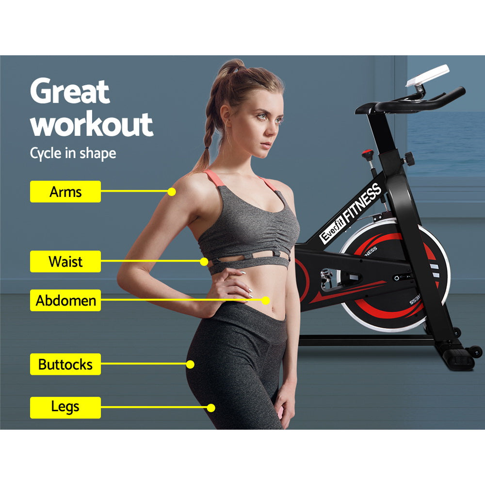 Everfit Spin Bike Exercise Bike Flywheel Cycling Home Gym Fitness Indoor Cardio EB-E-SPIN-01-BK