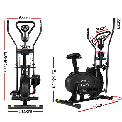 Everfit Exercise Bike 6 in 1 Elliptical Cross Trainer Home Gym Indoor Cardio EB-F-ELLI-01-6IN-BK