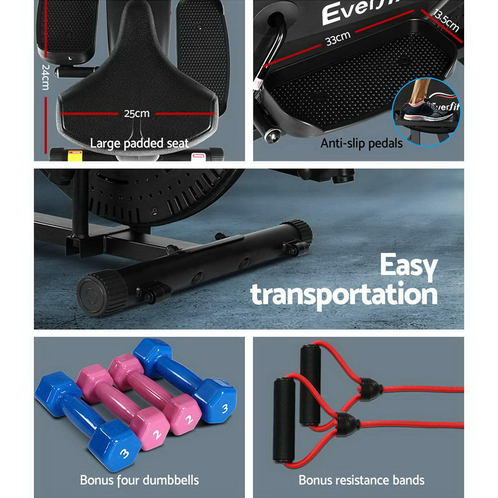 Everfit Exercise Bike 6 in 1 Elliptical Cross Trainer Home Gym Indoor Cardio EB-F-ELLI-01-6IN-BK