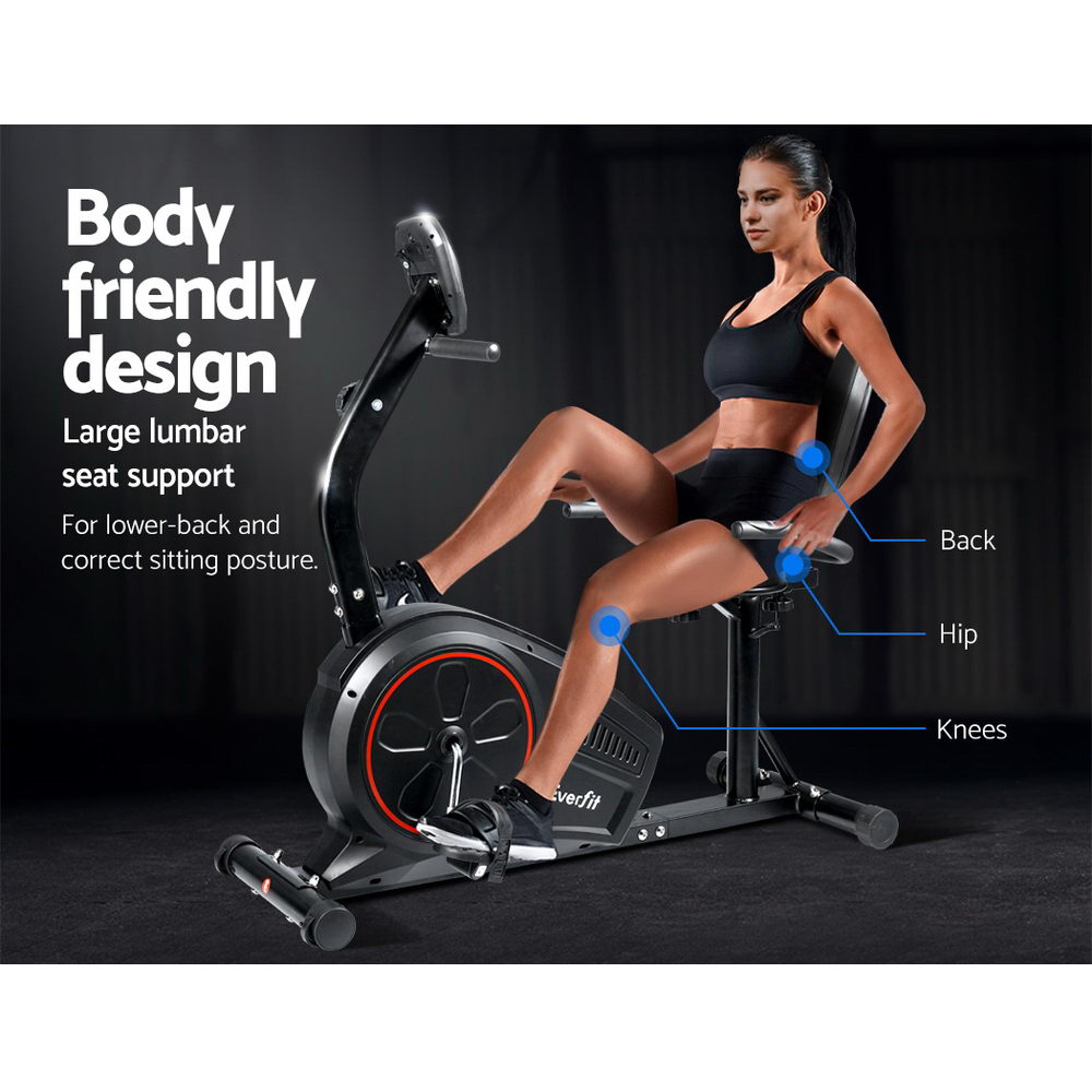 Everfit Exercise Bike Magnetic Recumbent Indoor Cycling Home Gym Cardio 8 Level EB-F-RB-01-BK