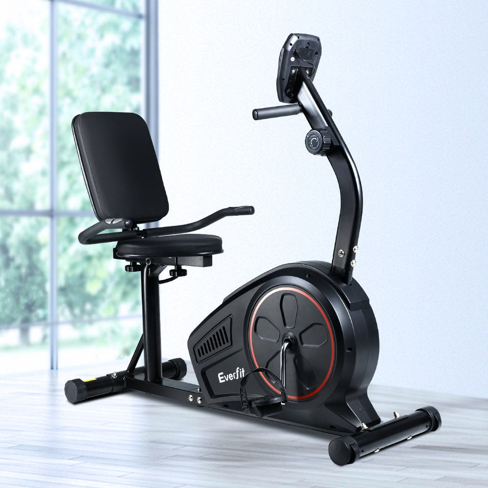 Everfit Exercise Bike Magnetic Recumbent Indoor Cycling Home Gym Cardio 8 Level EB-F-RB-01-BK