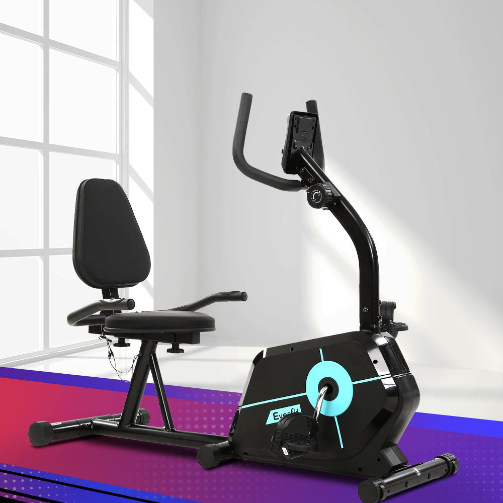 Everfit Exercise Bike Magnetic Recumbent Indoor Cycling Home Gym Cardio 120kg EB-F-RB-02-BK
