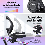 Everfit Recumbent Exercise Bike Magnetic Cycling Mesh Chair 120kg Loading EB-F-RB-03-BK