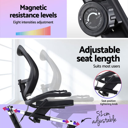 Everfit Recumbent Exercise Bike Magnetic Cycling Mesh Chair 120kg Loading EB-F-RB-03-BK