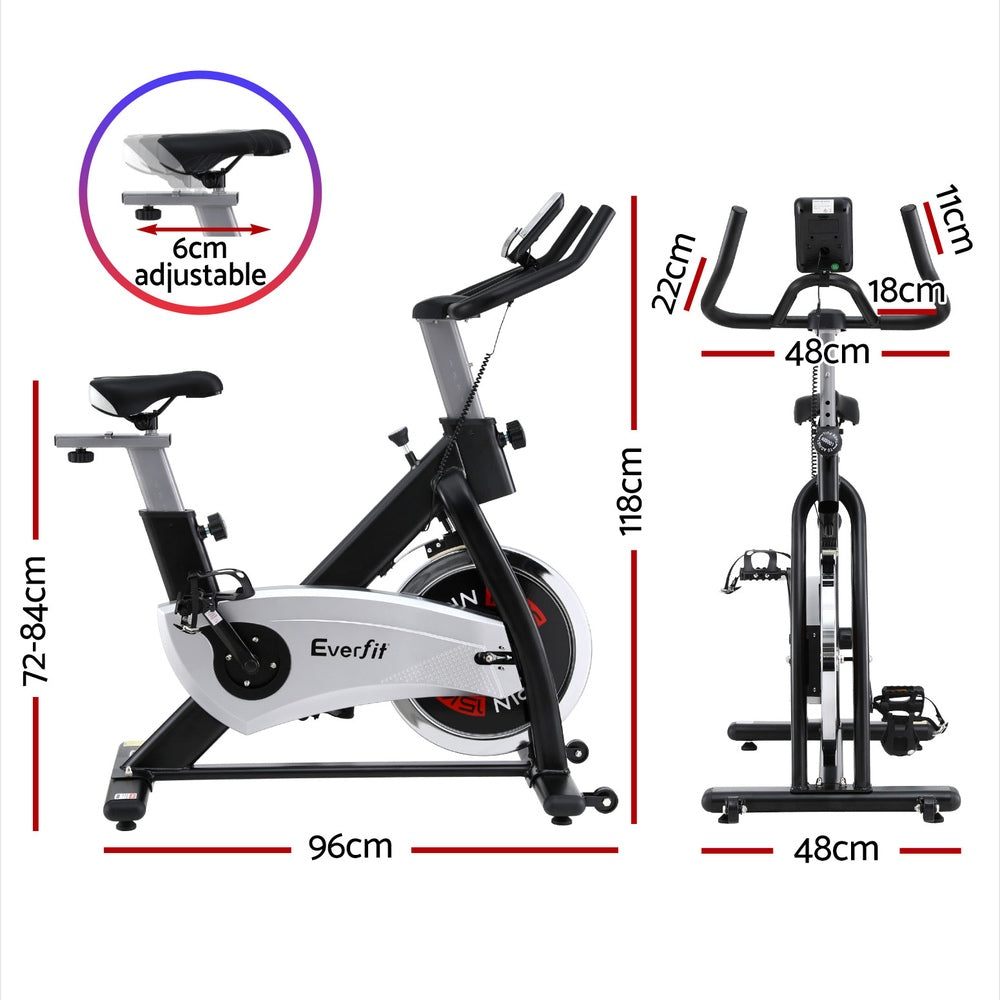 15kg Flywheel Spin Bike Everfit Exercise Bike Home Gym Fitness 120KG Capacity EB-F-SPIN-15-SI