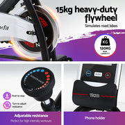 15kg Flywheel Spin Bike Everfit Exercise Bike Home Gym Fitness 120KG Capacity EB-F-SPIN-15-SI