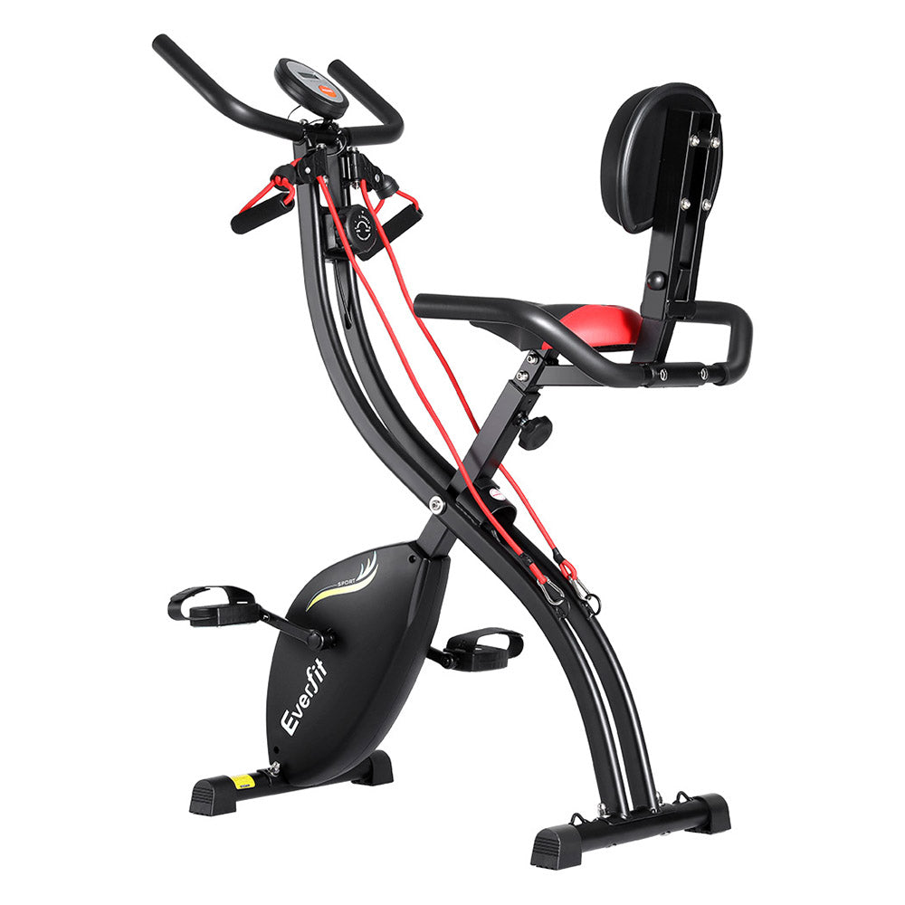 Everfit Folding Exercise Bike Magnetic X-Bike Indoor Cycling Resistance Rope EB-F-XB-02-BK
