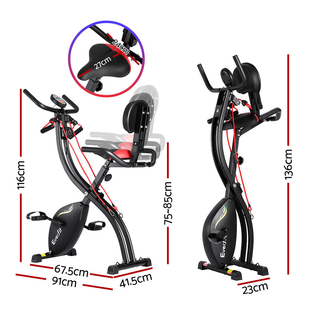 Everfit Folding Exercise Bike Magnetic X-Bike Indoor Cycling Resistance Rope EB-F-XB-02-BK