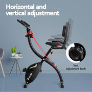 Everfit Folding Exercise Bike Magnetic X-Bike Indoor Cycling Resistance Rope EB-F-XB-02-BK
