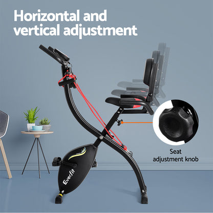 Everfit Folding Exercise Bike Magnetic X-Bike Indoor Cycling Resistance Rope EB-F-XB-02-BK