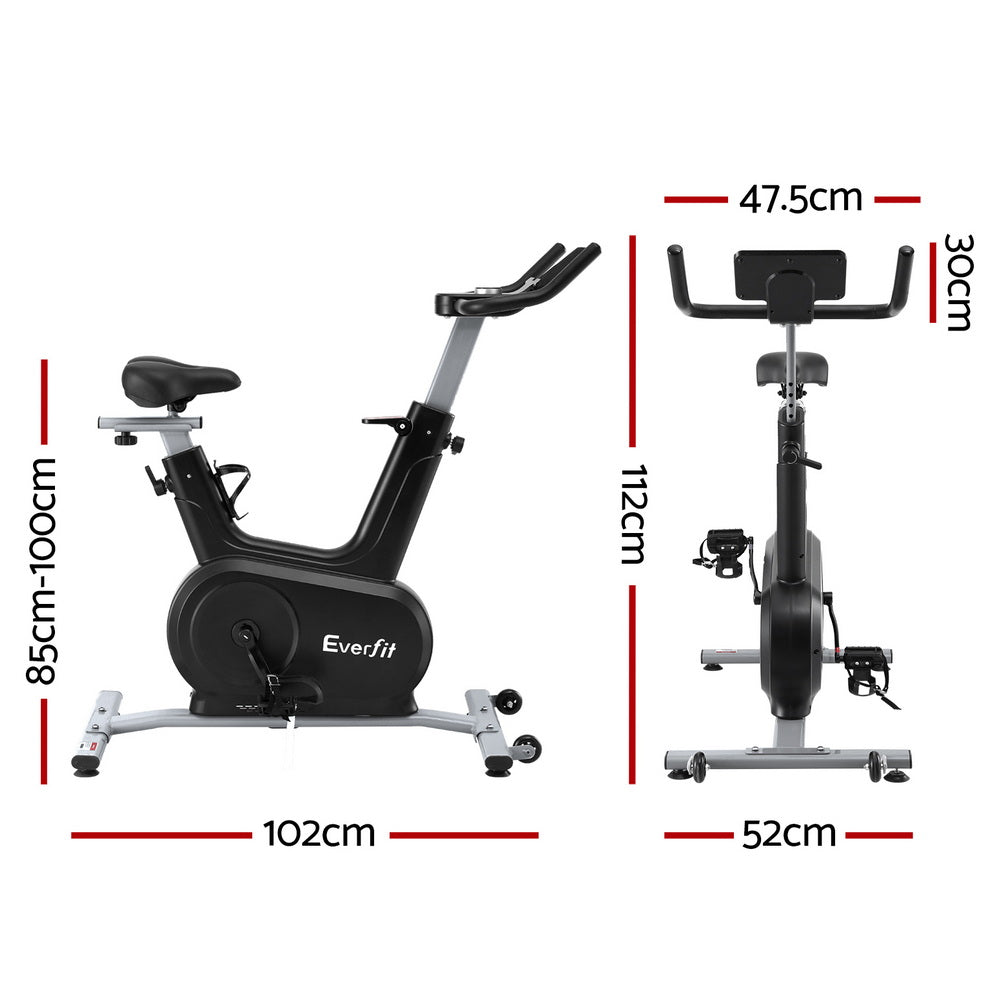 Everfit Exercise Bike Spin Bike Electromagnetic Smart Home Fitness 24-Level Resistance 120kg Bluetooth EB-I-EM-S800-BK