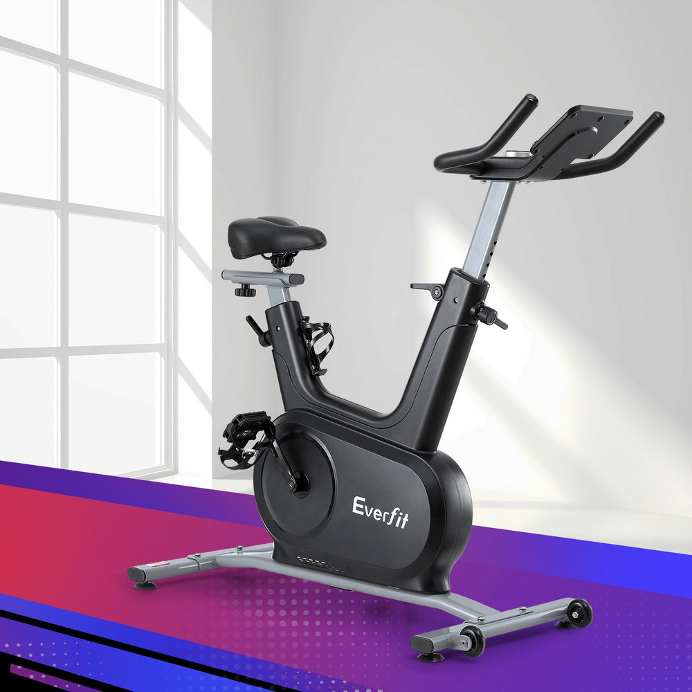 Everfit Exercise Bike Spin Bike Electromagnetic Smart Home Fitness 24-Level Resistance 120kg Bluetooth EB-I-EM-S800-BK