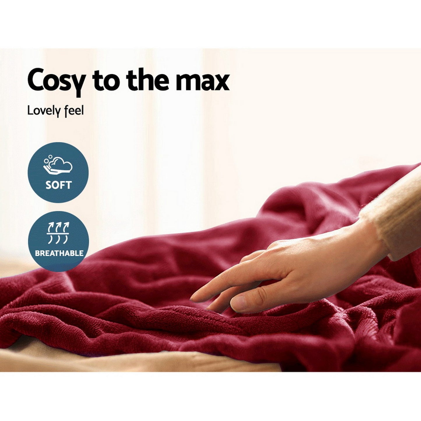 Giselle Electric Throw Rug Heated Blanket Fleece Red EB-THROW-RUG-BGD