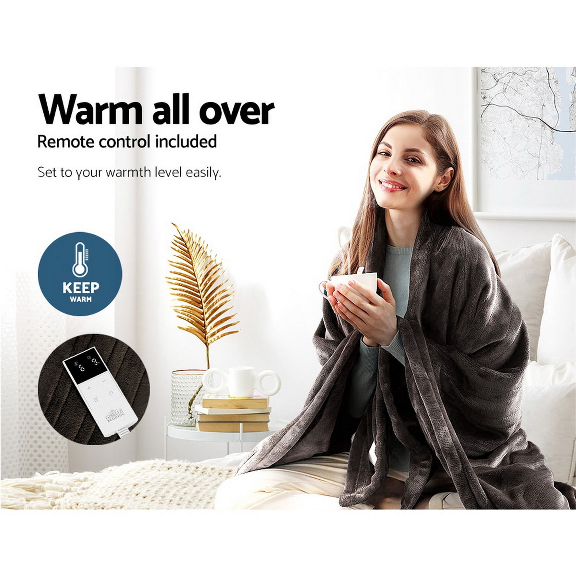 Giselle Bedding Electric Throw Blanket - Chocolate EB-THROW-RUG-CBR