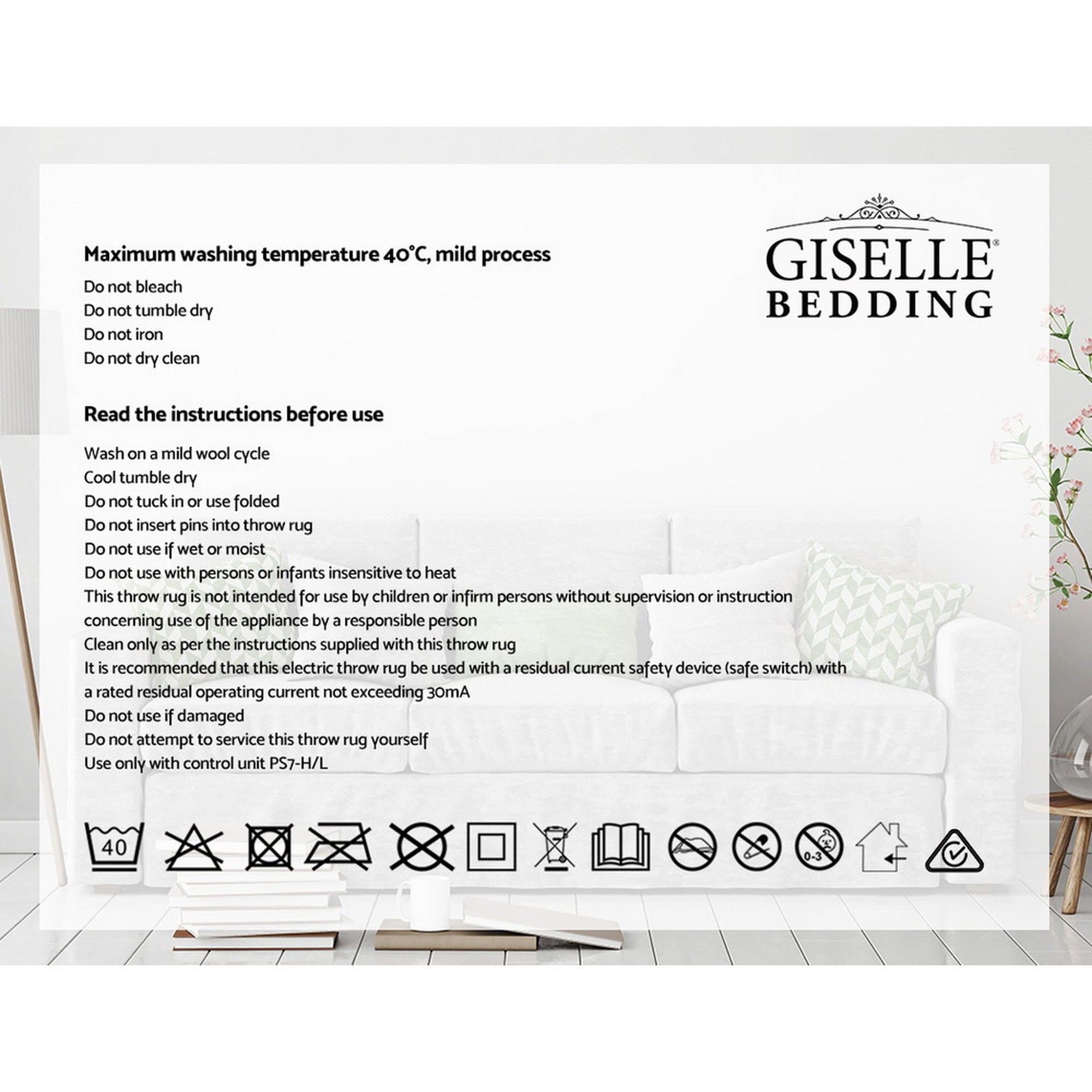Giselle Bedding Electric Throw Blanket - Chocolate EB-THROW-RUG-CBR