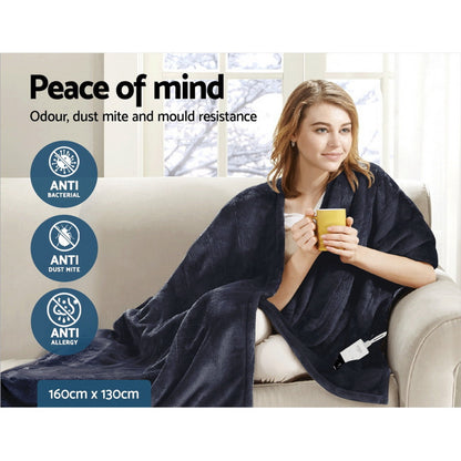 Giselle Bedding Heated Electric Throw Rug Fleece Sunggle Blanket Washable Charcoal EB-THROW-RUG-CHR