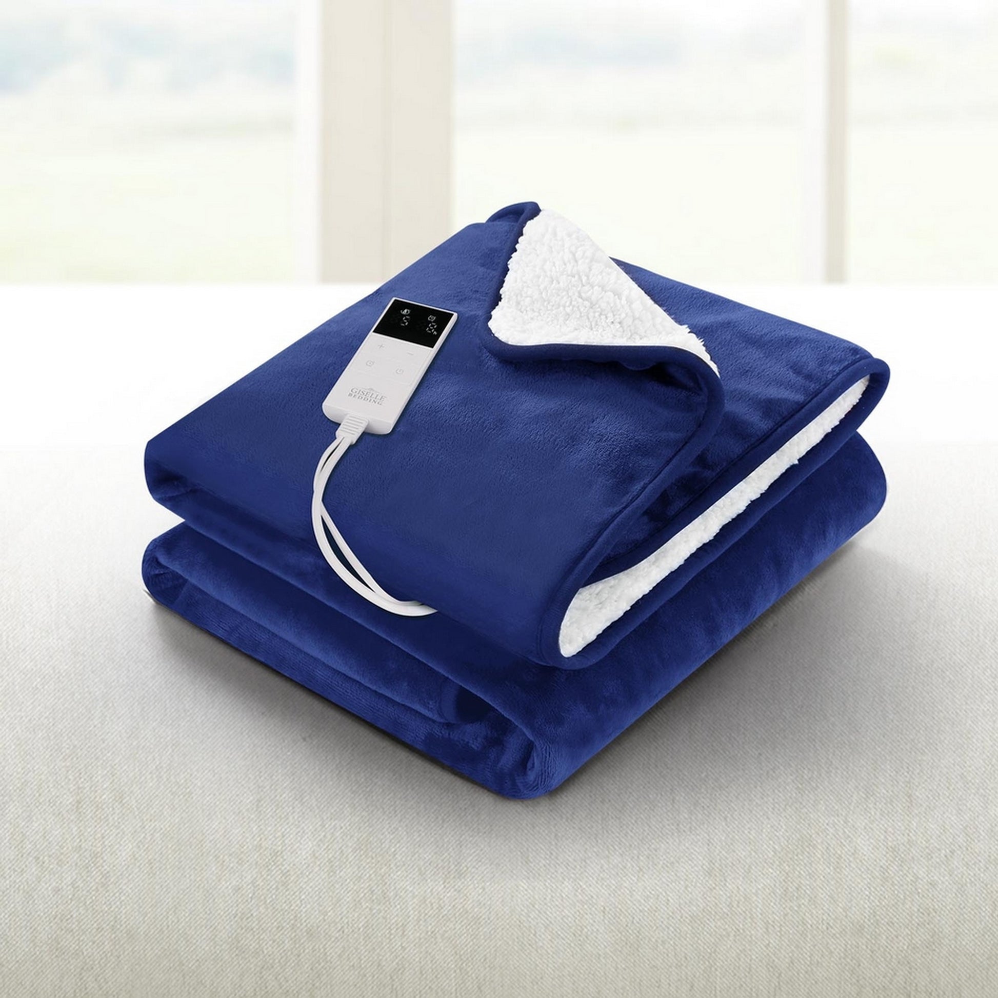 Giselle Electric Throw Rug Heated Blanket Washable Snuggle Flannel Winter Navy EB-THROW-RUG-DS-BL