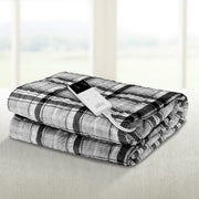 Giselle Bedding Electric Throw Rug Flannel Snuggle Blanket Washable Heated Grey and White Checkered EB-THROW-RUG-FLN
