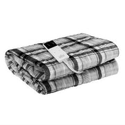 Giselle Bedding Electric Throw Rug Flannel Snuggle Blanket Washable Heated Grey and White Checkered EB-THROW-RUG-FLN