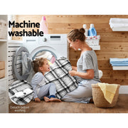 Giselle Bedding Electric Throw Rug Flannel Snuggle Blanket Washable Heated Grey and White Checkered EB-THROW-RUG-FLN