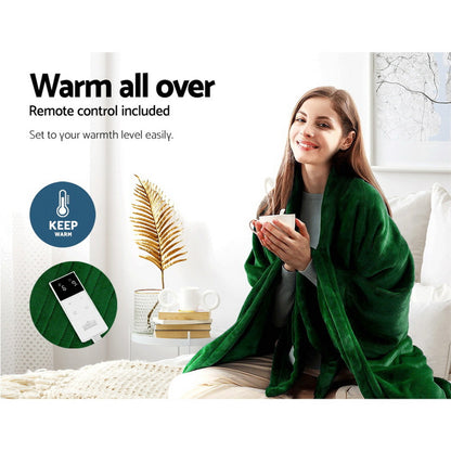 Giselle Electric Throw Rug Heated Blanket Washable Snuggle Flannel Winter Green EB-THROW-RUG-GN