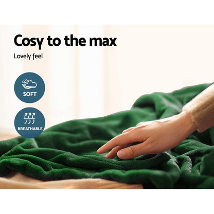 Giselle Electric Throw Rug Heated Blanket Washable Snuggle Flannel Winter Green EB-THROW-RUG-GN