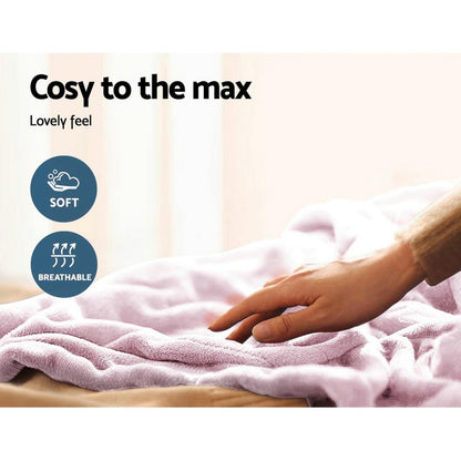 Giselle Electric Throw Rug Heated Blanket Fleece Pink EB-THROW-RUG-PK