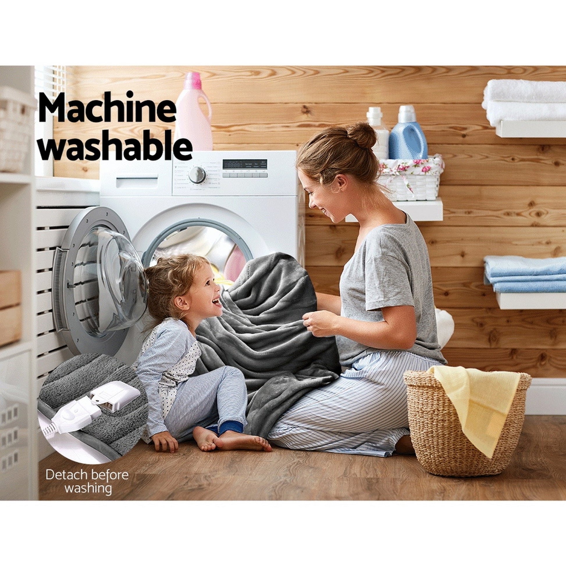 Giselle Bedding Heated Electric Throw Rug Fleece Sunggle Blanket Washable Silver EB-THROW-RUG-SR