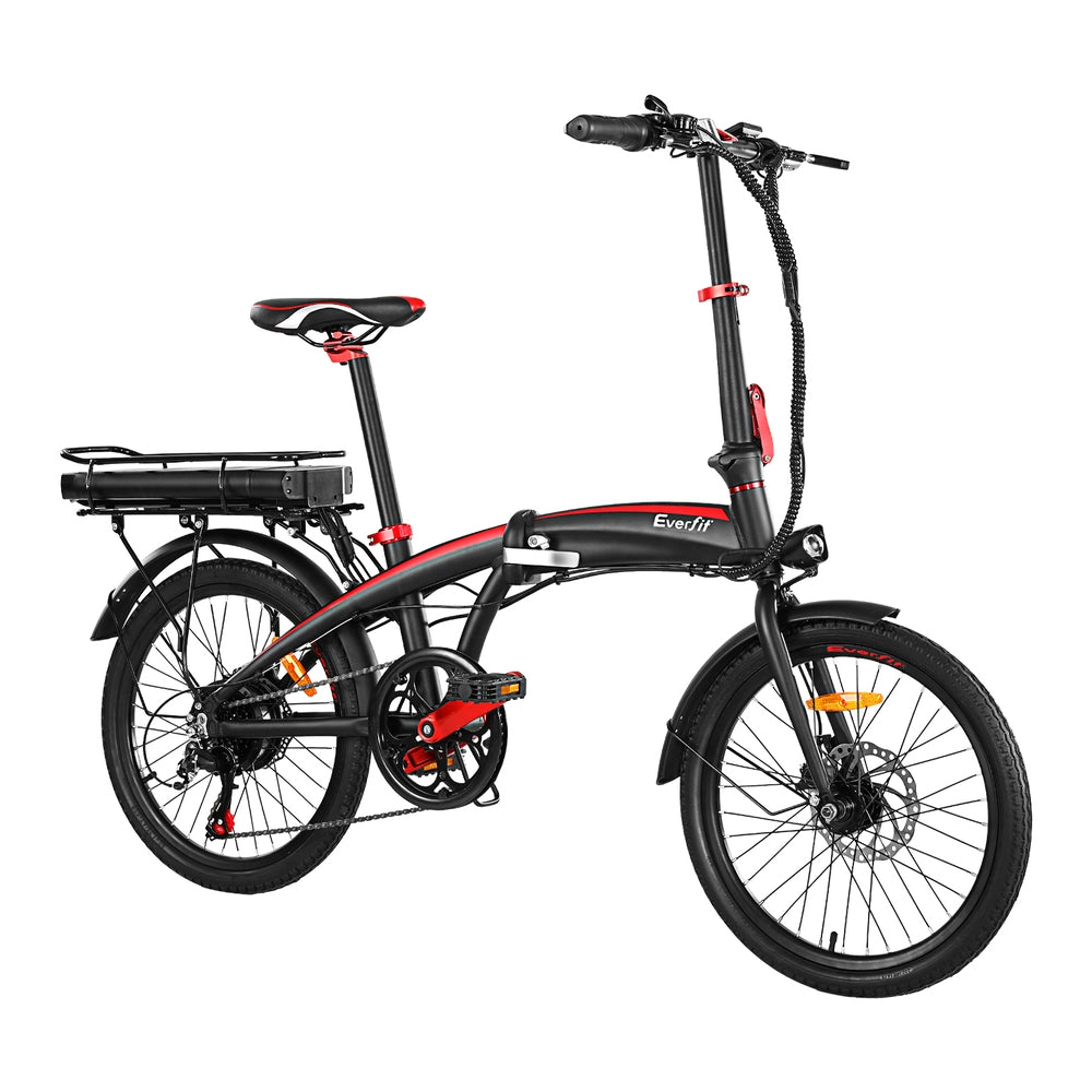 Everfit Folding Electric Bike Urban City Bicycle eBike Rechargeable Battery 250W EBIKE-C-20FD-ALU-BK