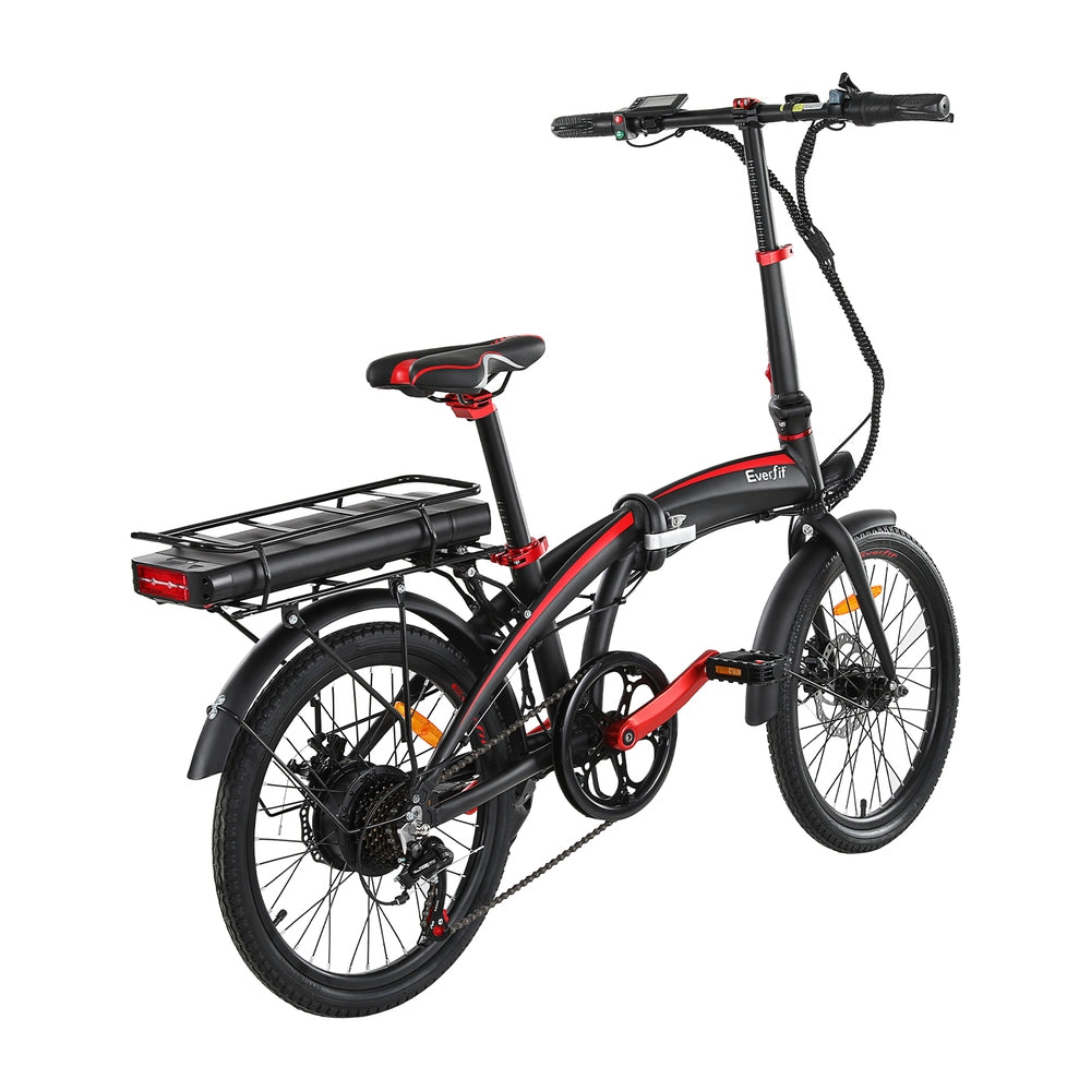Everfit Folding Electric Bike Urban City Bicycle eBike Rechargeable Battery 250W EBIKE-C-20FD-ALU-BK