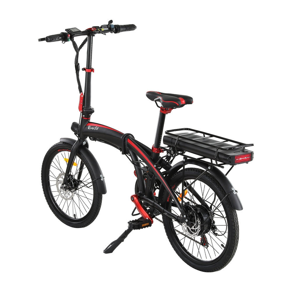 Everfit Folding Electric Bike Urban City Bicycle eBike Rechargeable Battery 250W EBIKE-C-20FD-ALU-BK